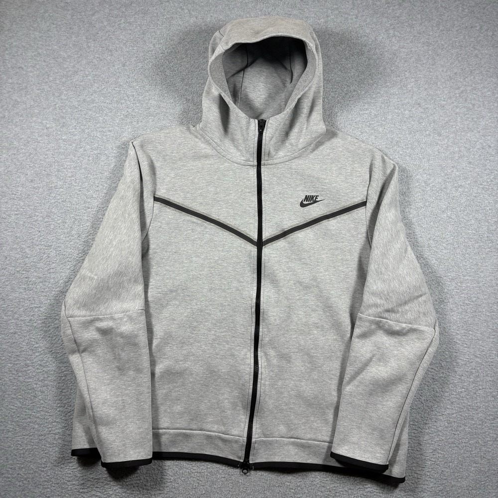 Nike Tech Fleece Full Zip Hoodie Dark Grey Heather Black CU4489-063 Mens 2XL